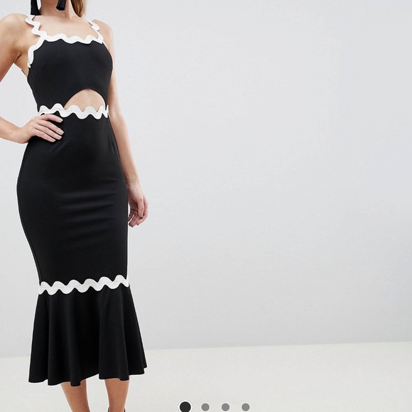 asos black mermaid midi dress - Picture 1 of 7